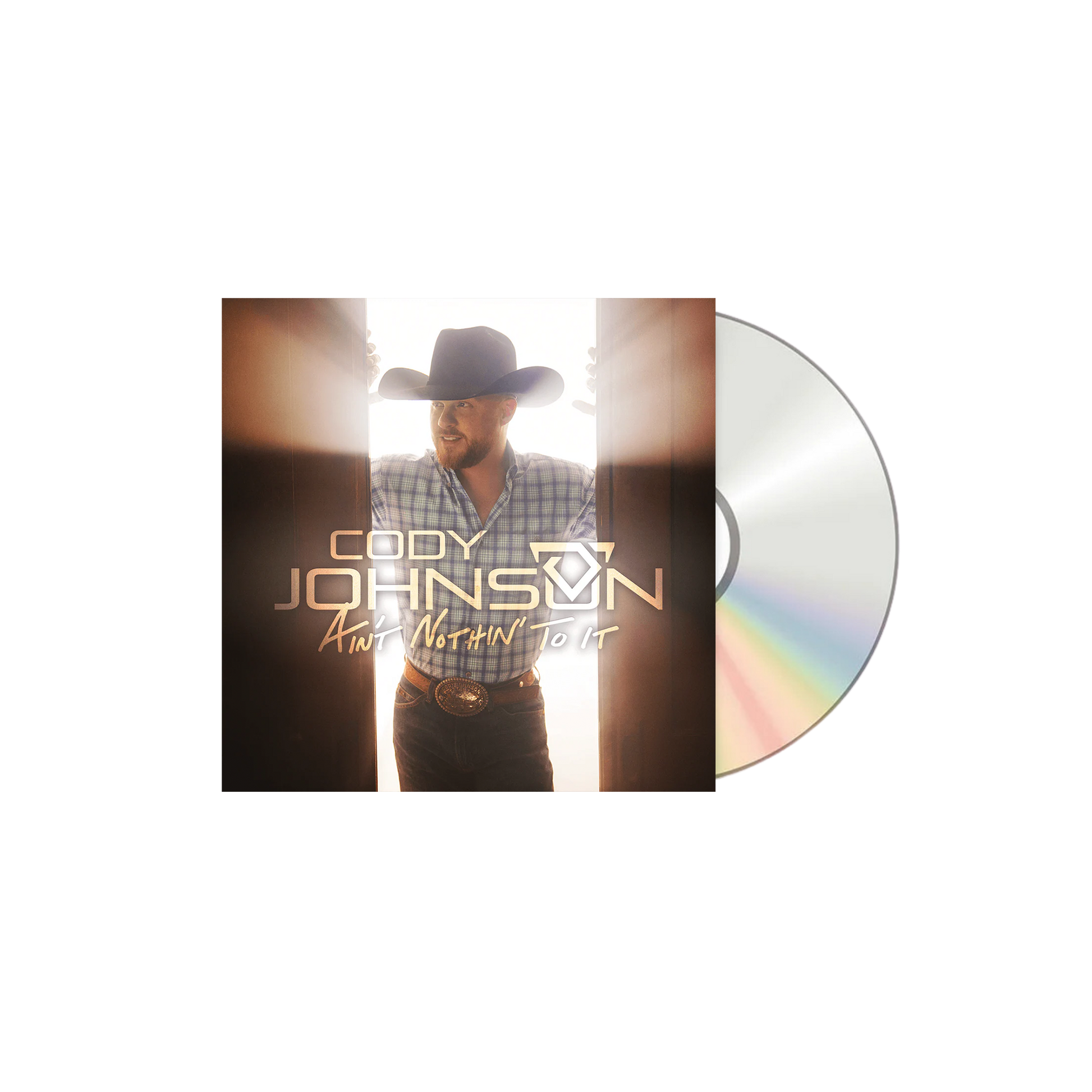 Vinyl record with a cover featuring a person wearing a cowboy hat and plaid shirt, with 'Cody Johnson' and album title on it.