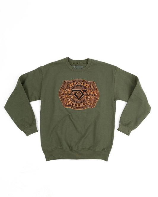 Leather Buckle Sweatshirt