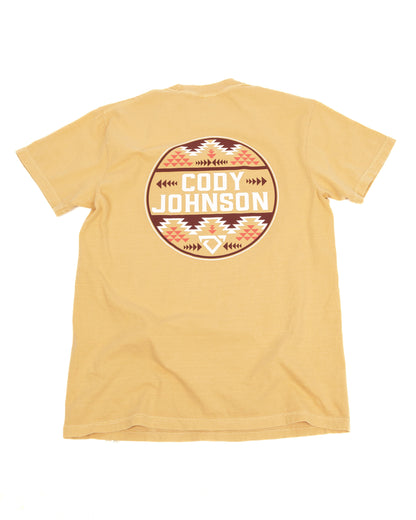 Yellow t-shirt with 'Cody Johnson' logo on a white background