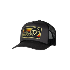 Black trucker cap with a gold bull logo on a black background Cody Johnson COJO