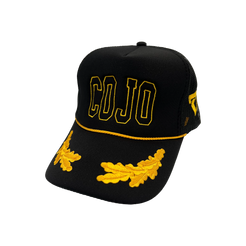 Black cap with yellow 'COJO' text and decorative elements on a white background Cody Johnson