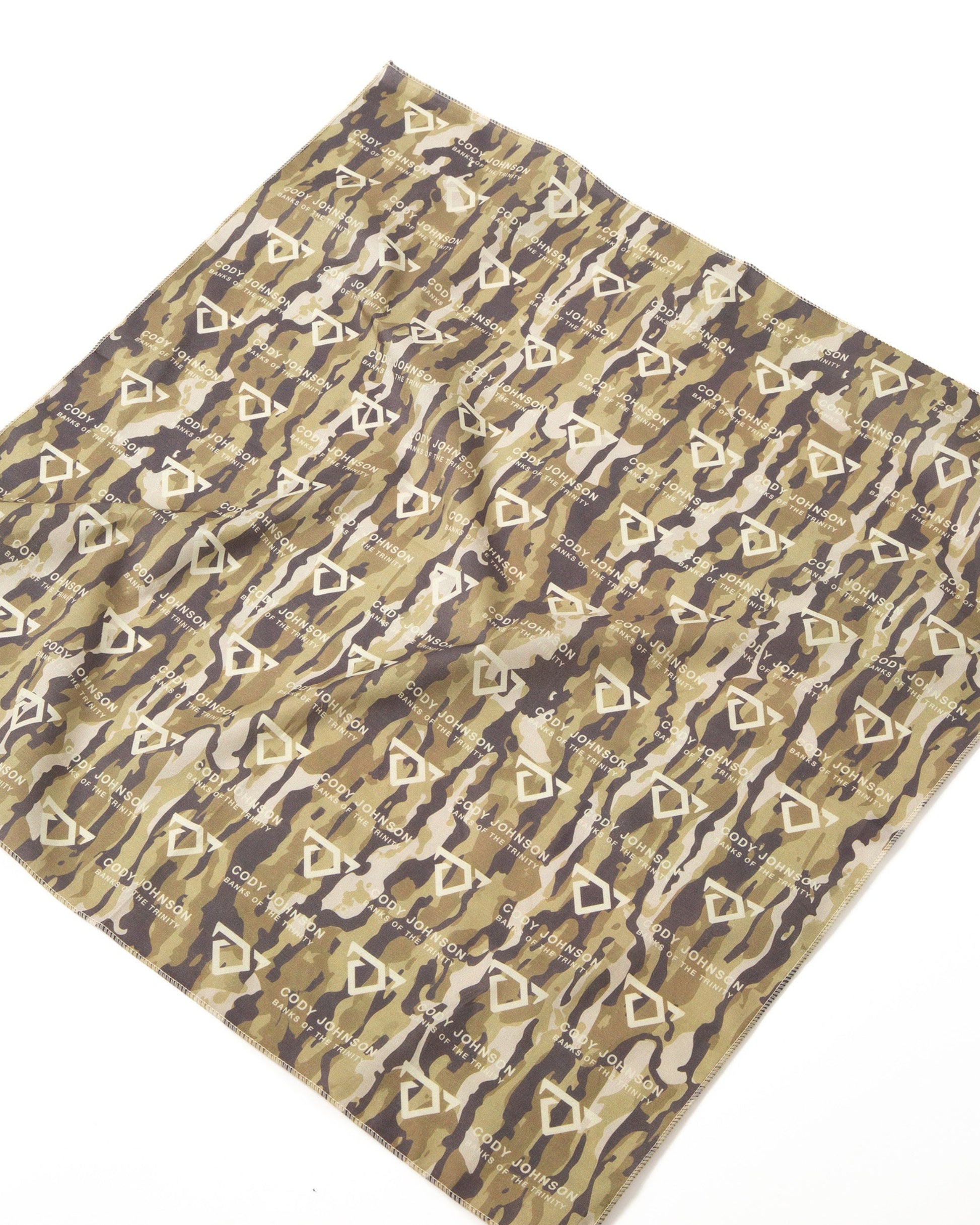 Camo patterned bandana with geometric COJO design