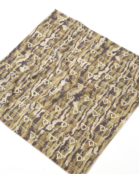 Camo patterned bandana with geometric COJO design