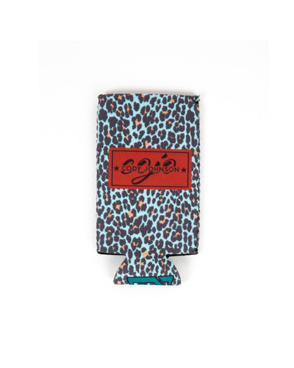Slim Blue Leopard Koozie