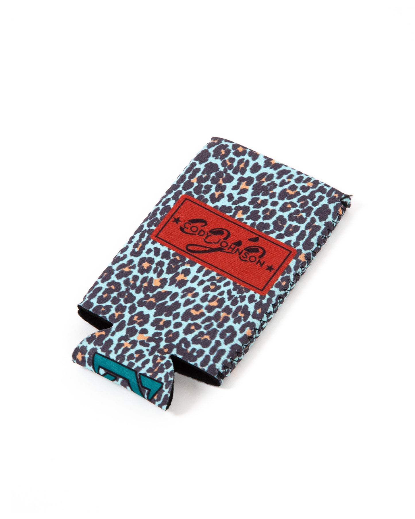Slim Blue Leopard Koozie