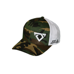 Camouflage baseball cap with white mesh back and bull logo in white Cody Johnson COJO