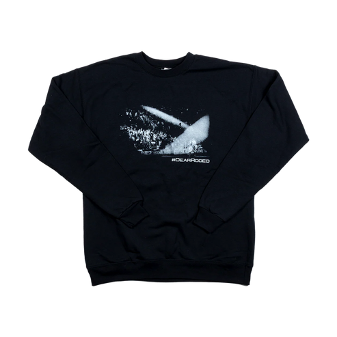 Black sweatshirt with a stage graphic design on a white background Dear Rodeo Cody Johnson COJO