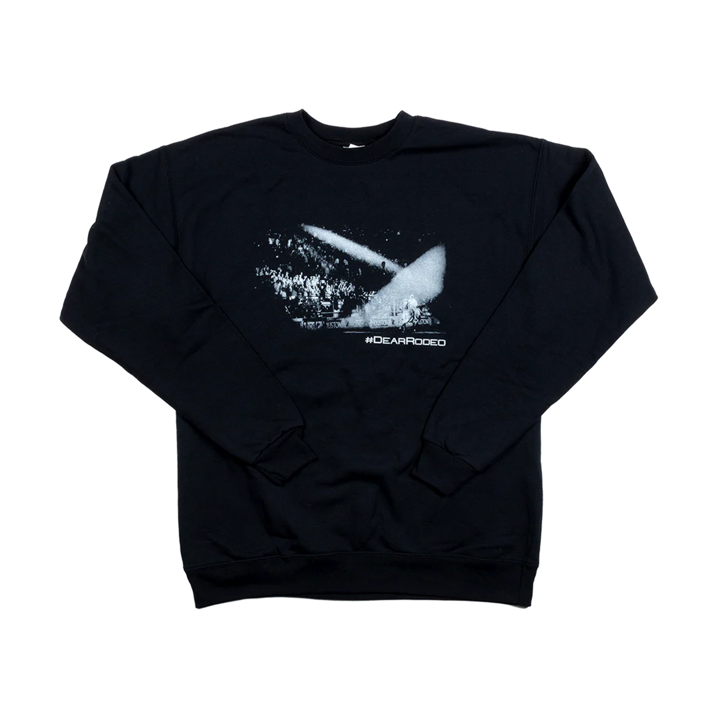 Black sweatshirt with a stage graphic design on a white background Dear Rodeo Cody Johnson COJO