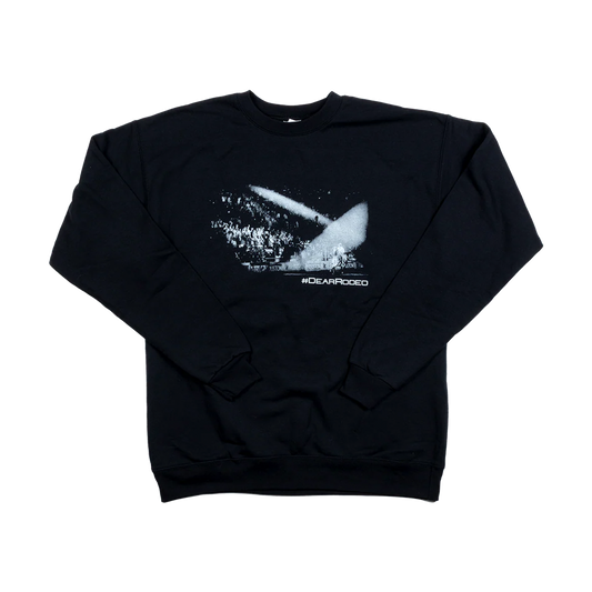 Black sweatshirt with a stage graphic design on a white background Dear Rodeo Cody Johnson COJO