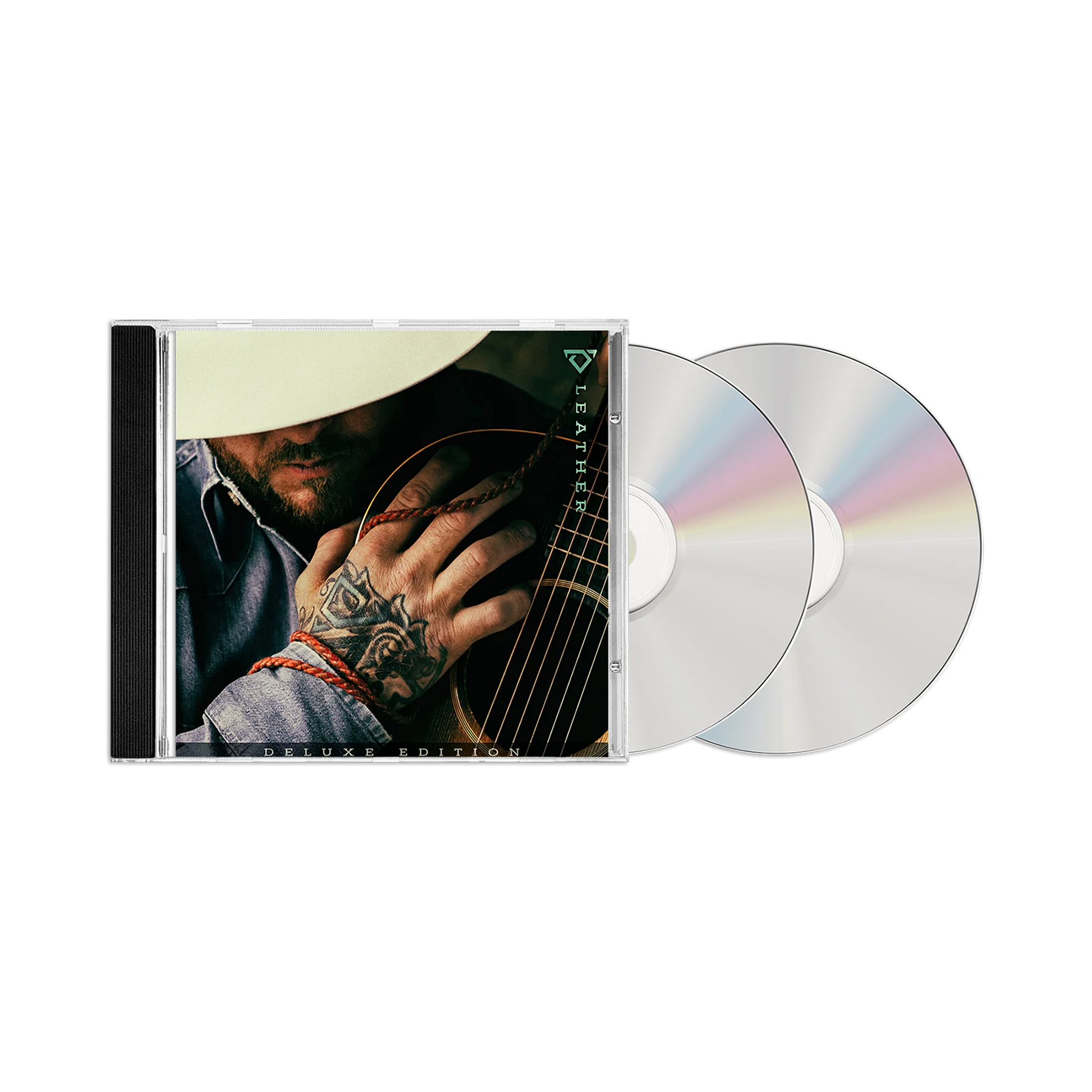 CD with a guitar-themed cover and two discs on a white background