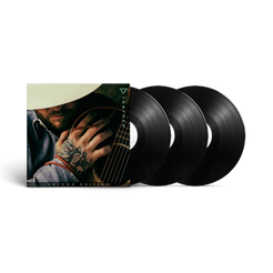 Vinyl records with a cover featuring a person holding a guitar on a black background Cody Johnson COJO