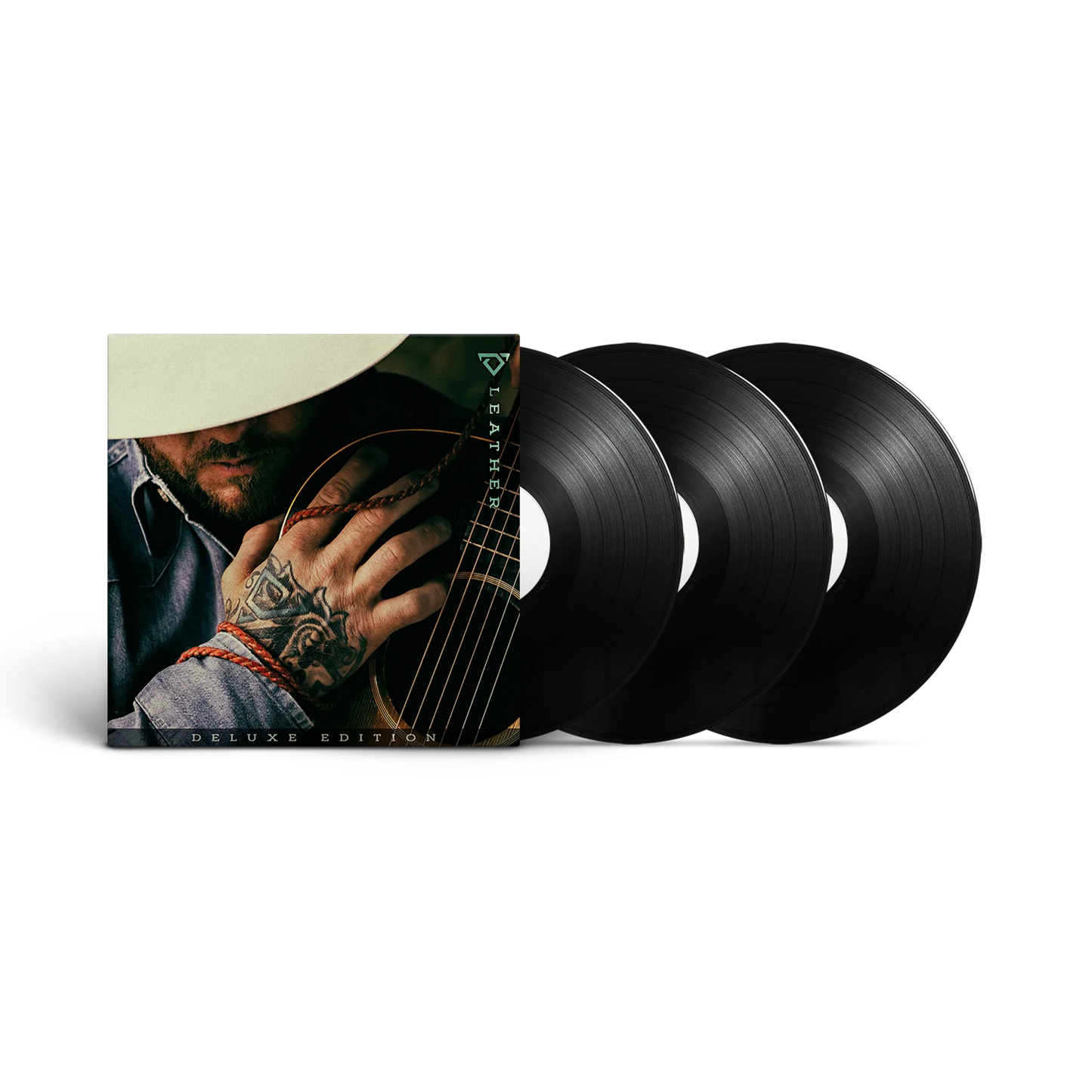 Vinyl records with a cover featuring a person holding a guitar on a black background Cody Johnson COJO