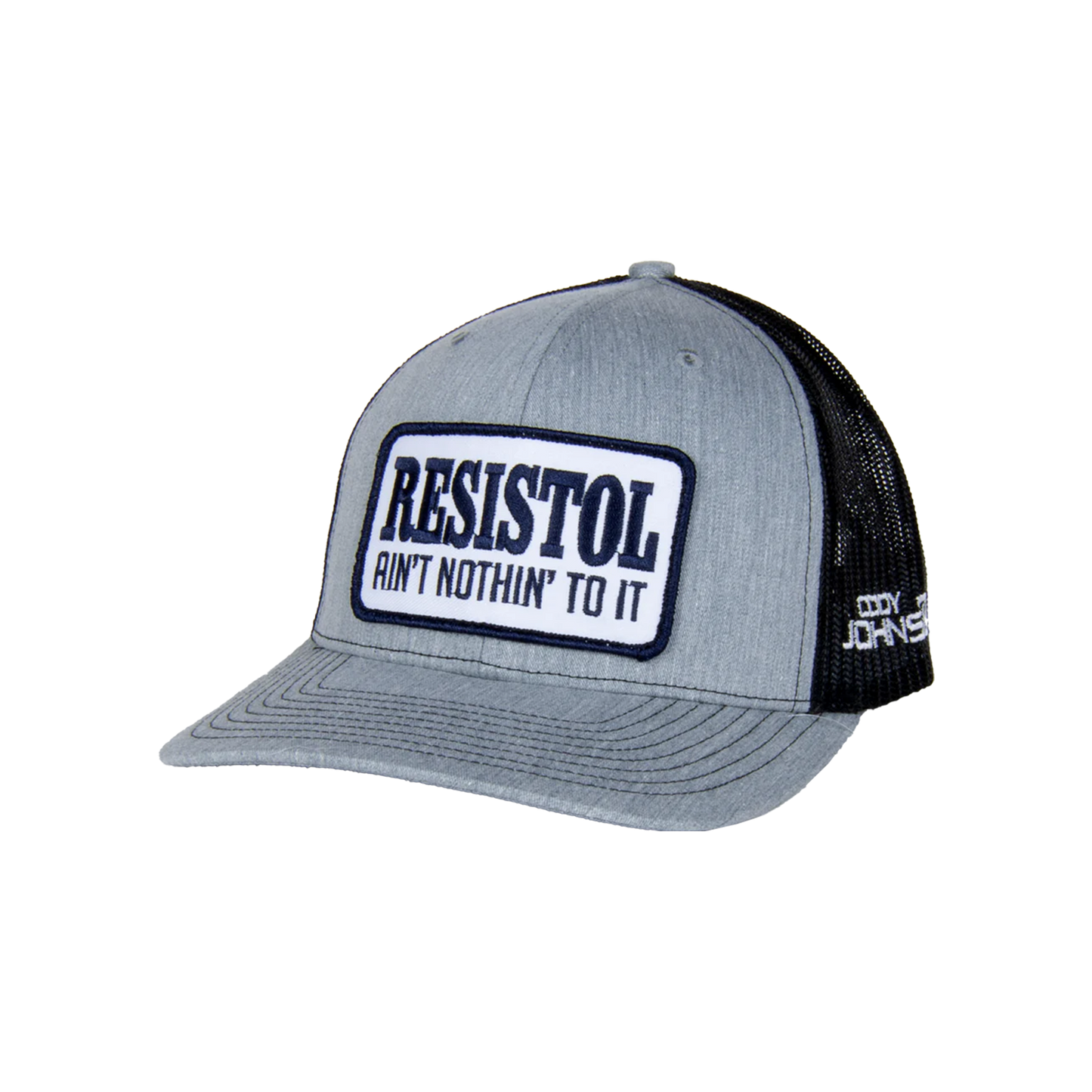 Gray and black cap with Resistol logo on a white background CodyJohnson COJO