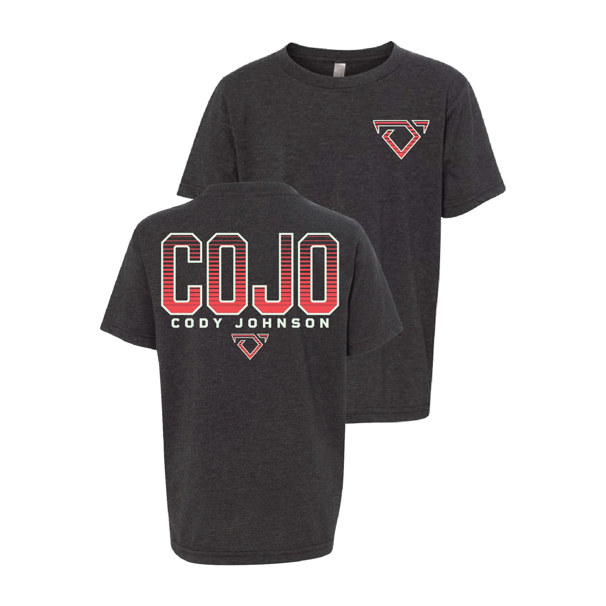 youth Black t-shirt with 'COJO Cody Johnson' design on a white background
