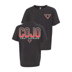 youth Black t-shirt with 'COJO Cody Johnson' design on a white background