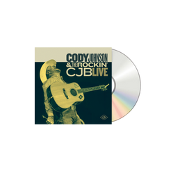 CD cover with a person playing guitar and text 'Cody Johnson & The Rockin' CJB Live' on a white background COJO
